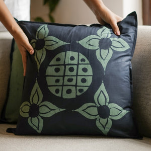 Beeralu Throw Pillow - 18" x 18" - Seafoam Blue on Teal Blue - Image 3