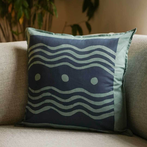 Blue Odai Batik Throw Pillow