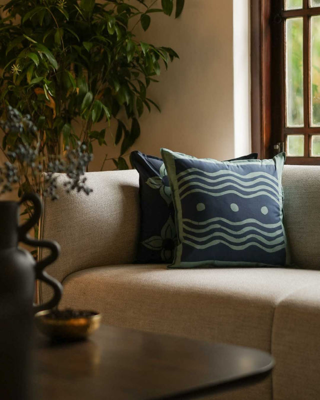 Blue Odai Batik Throw Pillow