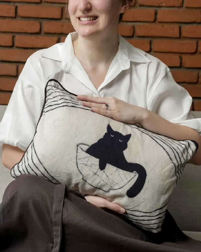 Bowl O’ Whiskers Batik Lumbar Pillow