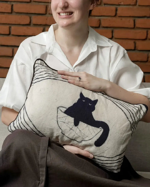 Bowl O’ Whiskers Batik Lumbar Pillow