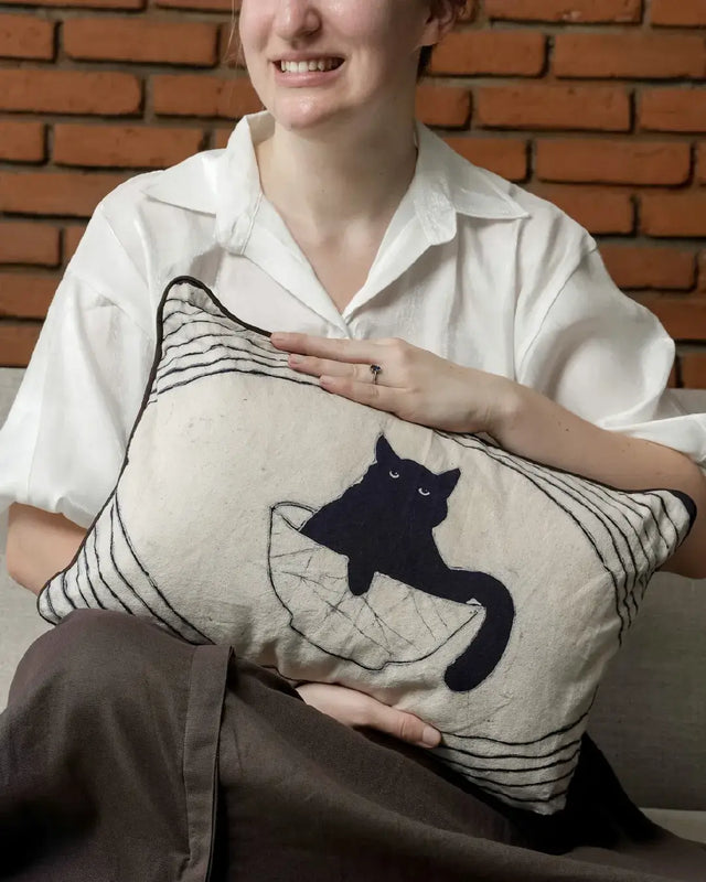 Bowl O’ Whiskers Batik Lumbar Pillow