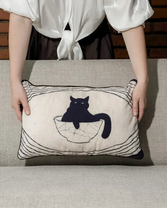 Bowl O’ Whiskers Batik Lumbar Pillow