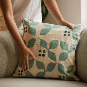 Kohomba Throw Pillow - 18" x 18" - Seafoam Green on Ivory - Image 3