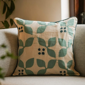 Kohomba Throw Pillow - 18" x 18" - Seafoam Green on Ivory