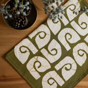 Kombuwa Throw Pillow - 18" x 18" - Ivory on Khaki Green - Image 2