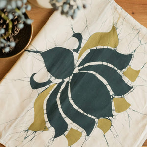 Neluma Throw Pillow - 18" x 18" - Khaki and Forest Green on Ivory - Image 2