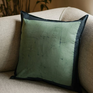 Modern Mudra Throw Pillow - 18" x 18" - Teal Blue on Seafoam Blue