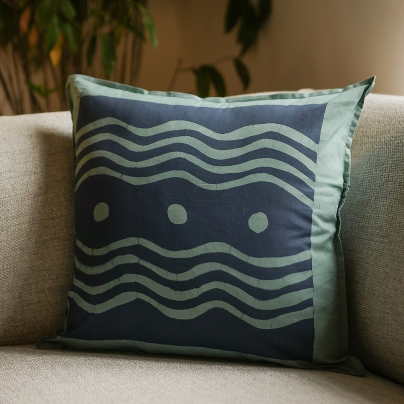 Blue Odai Throw Pillow - 18" x 18" - Teal Blue on Seafoam Blue