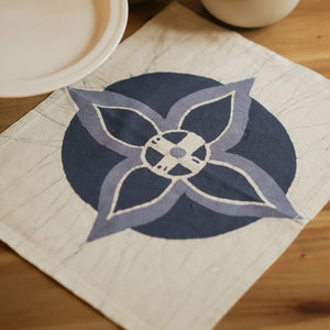 Binara Place Mats - 18" x 14" - Teal Blue on Rye