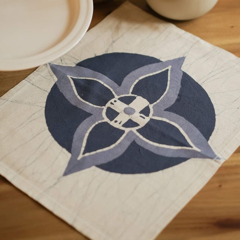 Binara Place Mats - 18" x 14" - Teal Blue on Rye