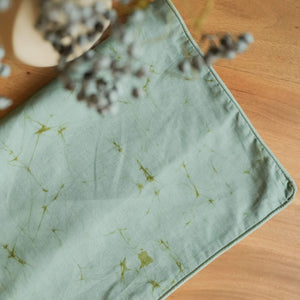 Thaalam Throw Pillow - 18" x 18" -  Khaki Green on Seafoam Blue