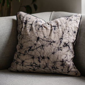 Thaalam Throw Pillow - 18" x 18" -  Black on Rye