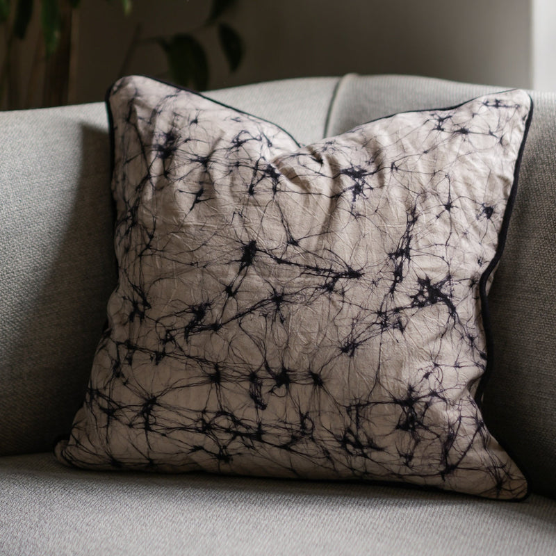 Thaalam Throw Pillow - 18" x 18" -  Black on Rye
