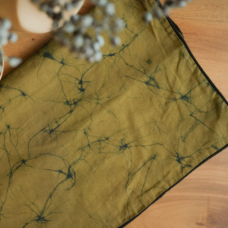 Thaalam Throw Pillow - 18" x 18" - Forest Green on Khaki Green