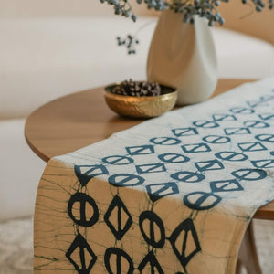 Thrigona Table Runner - 108" x 14" - Teal Blue on Rye