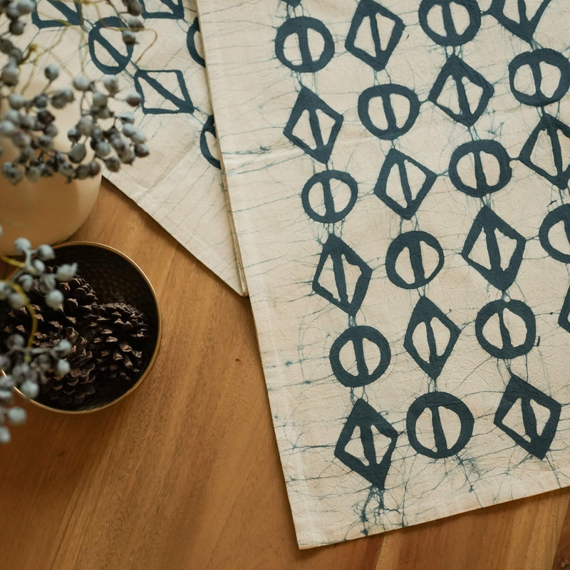 Thrigona Table Runner - 90" x 14" - Teal Blue on Rye